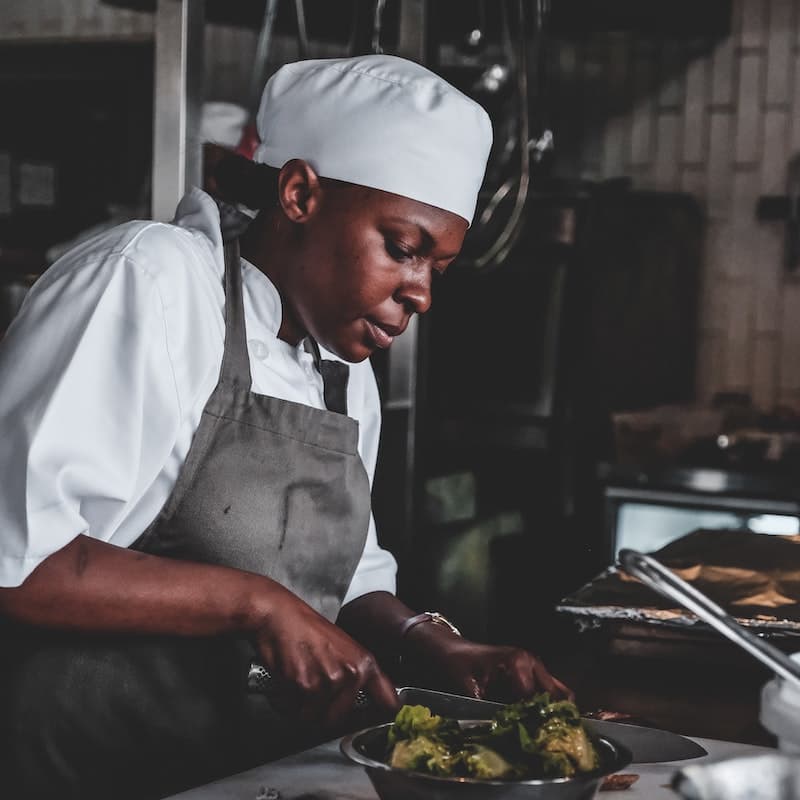 Photo of a chef preparing food